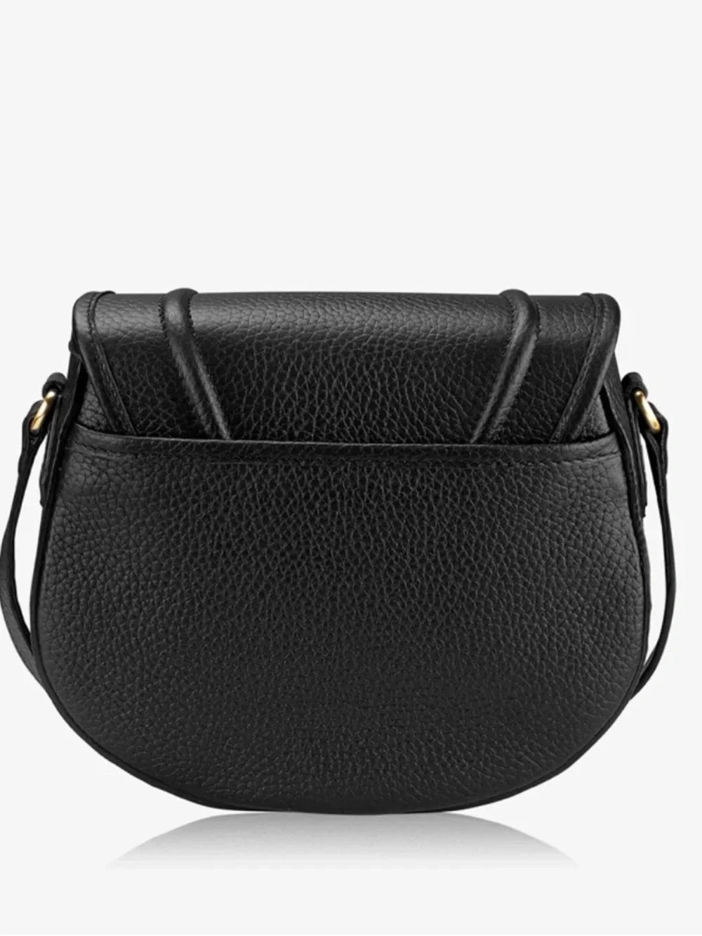 Gigi New York Cross Grain Leather Black Saddle Bag